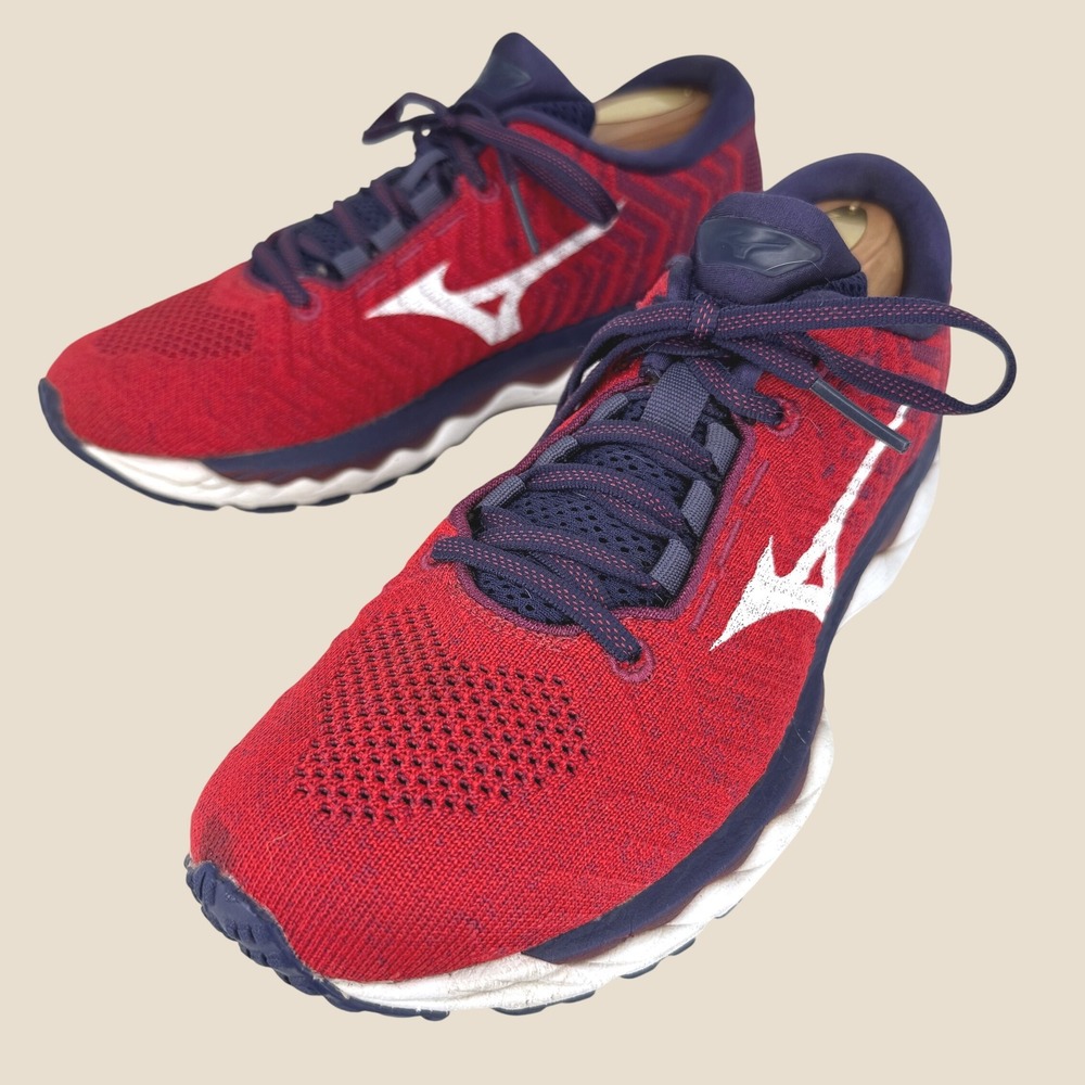 Mizuno Wave Sky Waveknit 3 Running Shoes Women 9 Red Purple Athletic Sneakers